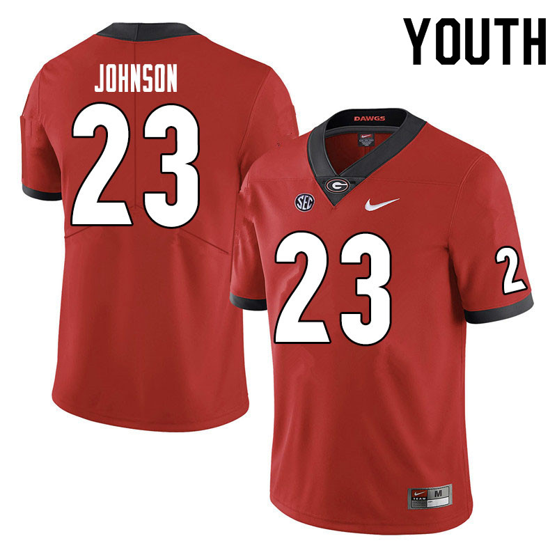 Youth #23 Jaylen Johnson Georgia Bulldogs College Football Jerseys Sale-Red - Click Image to Close